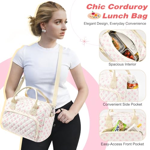 Aileam Insulated Lunch Box for Women Cute Reusable Lunch Bag with Large Capacity Leakproof Portable Tote for Work Picnic Travel Aesthetic Lunch Case for Adults Girls - Image 3