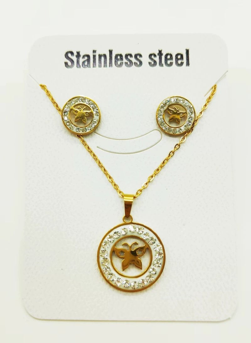 Minimalist Geometric Star Earrings & Necklace Set – Stainless Steel 3PCS Jewelry Gift for Her