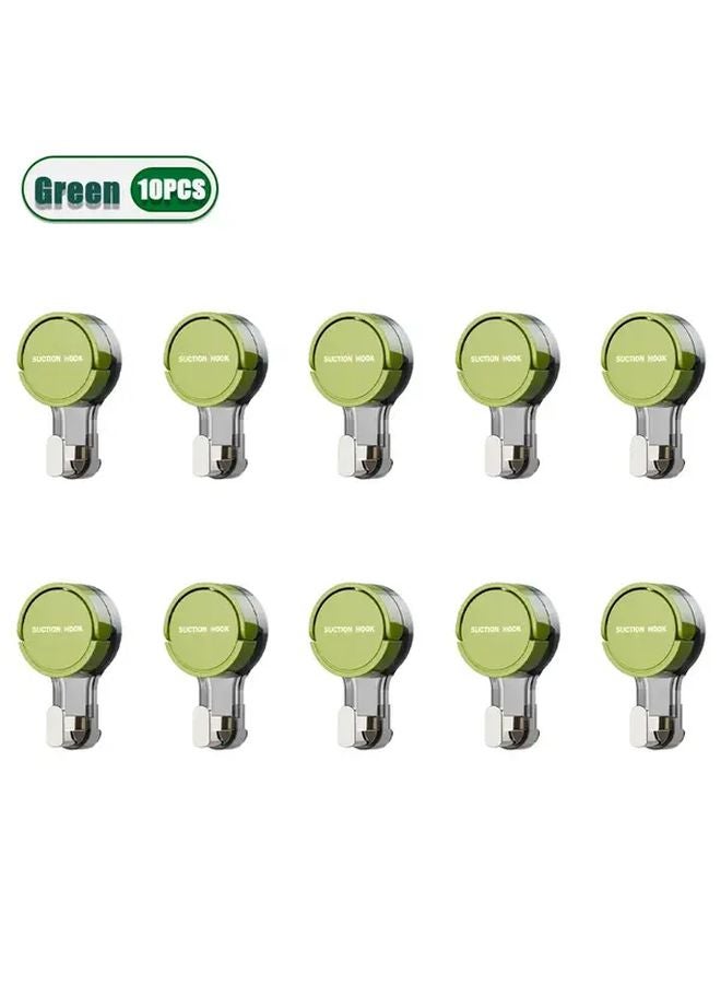 Heavy Duty Waterproof Suction Cup Hooks Green 10pcs No Drill Adhesive Shower Hooks - Image 1