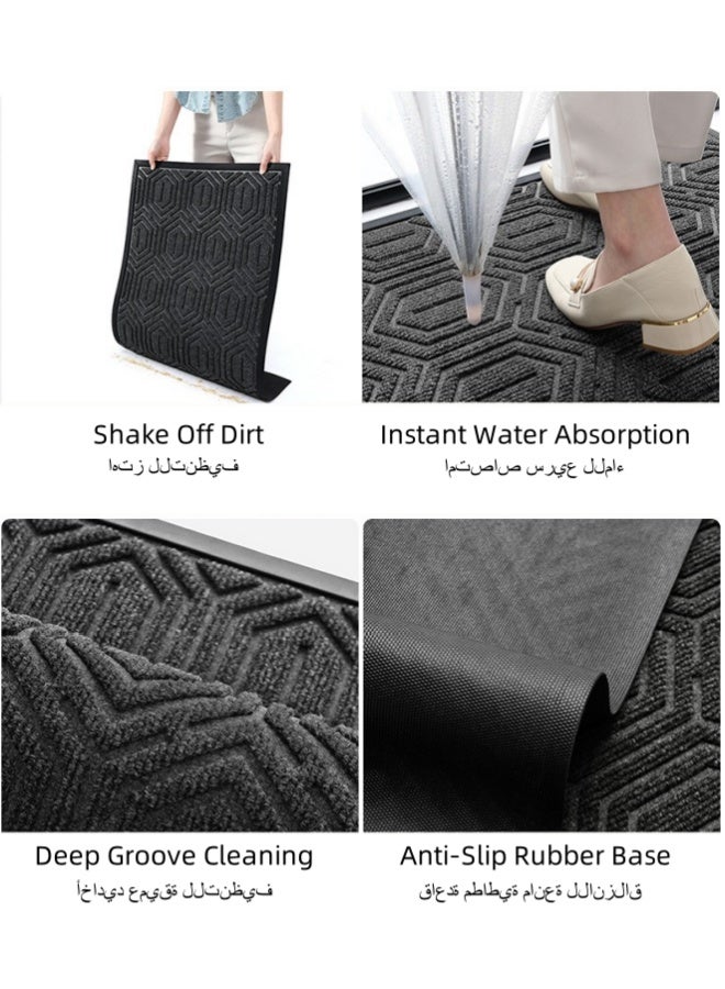 شبيلي سجادة باب من البولي بروبيلين باللون الأسود مقاس 45×75 سم ممسحة أحذية مقاومة للانزلاق مناسبة للداخلية والمداخل والحمام والمطبخ وغرفة المعيشة وغرفة النوم سريعة الجفاف ومتينة - Image 3