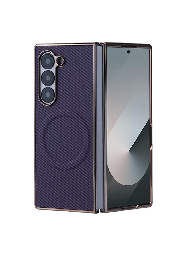 erorex Case For Samsung Galaxy Z Fold6 Plating Frame MagSafe Carbon Fiber Fold Phone Case - Image 1