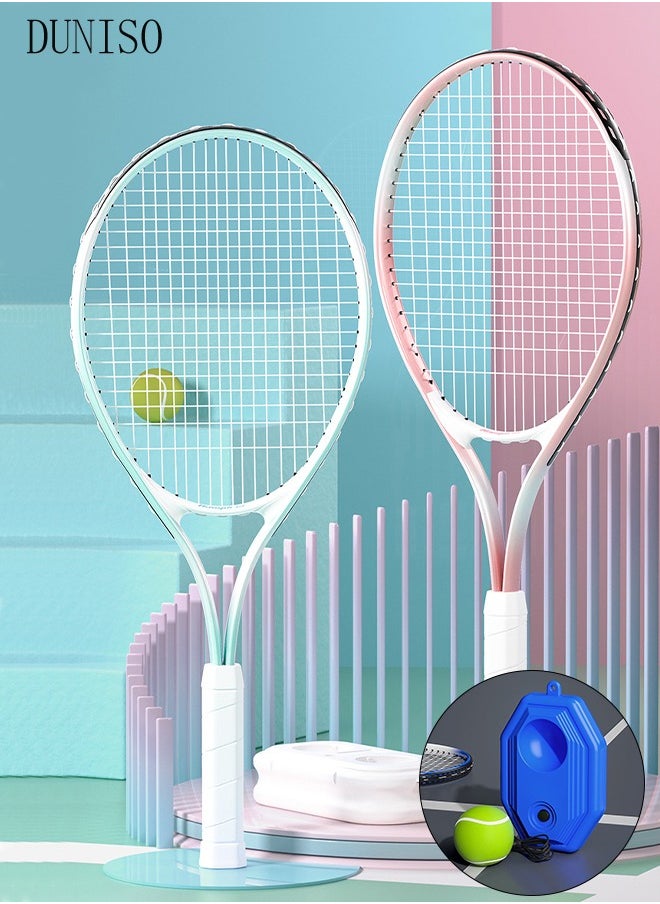 DUNISO Tennis Rackets Set for Student Training Tennis and Beginners of 2 Tennis Racquets Lightweight Including Tennis Bag and Water Injection Base  - Image 1