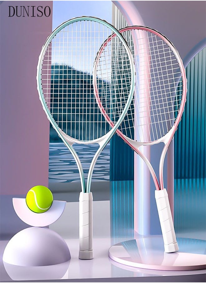 DUNISO Tennis Rackets Set for Student Training Tennis and Beginners of 2 Tennis Racquets Lightweight Including Tennis Bag and Water Injection Base  - Image 3