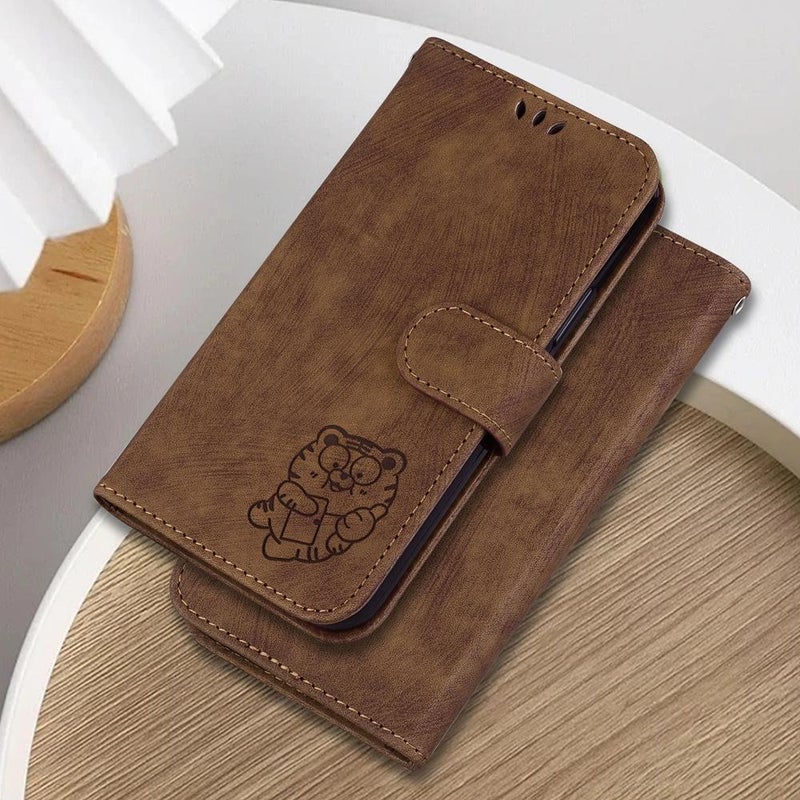 erorex For Redmi 15C 5G / 4G EU 173mm / Poco C85 5G Little Tiger Embossed Leather Phone Case(Brown) - Image 2