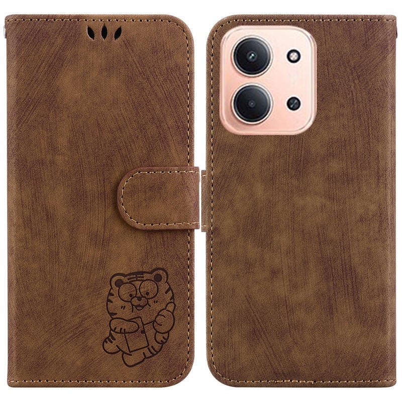 erorex For Redmi 15C 5G / 4G EU 173mm / Poco C85 5G Little Tiger Embossed Leather Phone Case(Brown) - Image 1