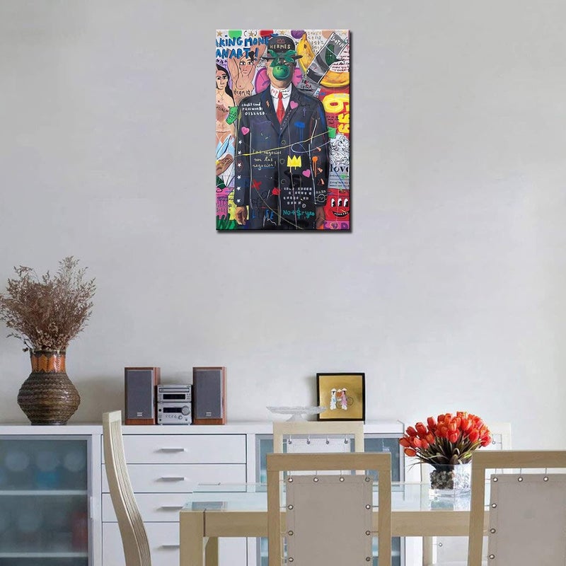 Tucocoo Office Decor for Men Modern Graffiti Pictures Abstract Colorful Paintings 1 Panel Canvas Street Pop Wall Art Funny Artwork Home Decor for Living Room Framed Stretched Ready to Hang 16x24inch - Image 2