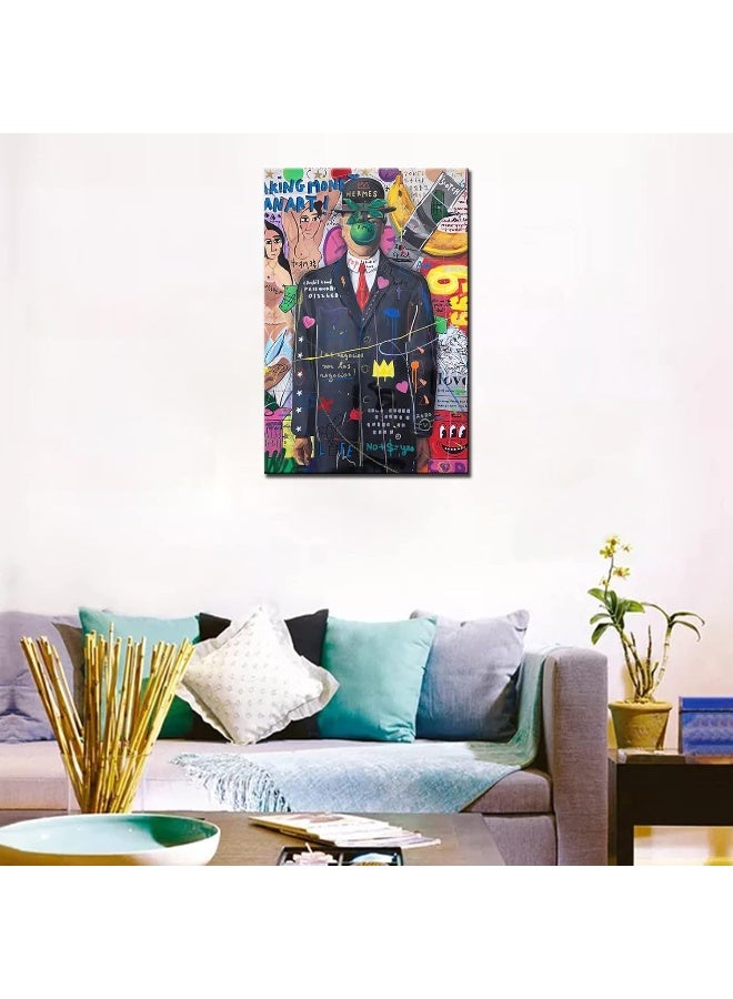 Tucocoo Office Decor for Men Modern Graffiti Pictures Abstract Colorful Paintings 1 Panel Canvas Street Pop Wall Art Funny Artwork Home Decor for Living Room Framed Stretched Ready to Hang 16x24inch - Image 3