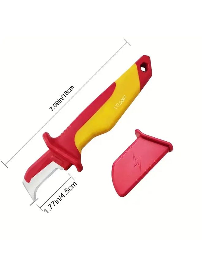 Insulated Electrician Knife Cable Stripping Snips Straight Curved Hook Fixed Blade Wire 1pc - Image 2