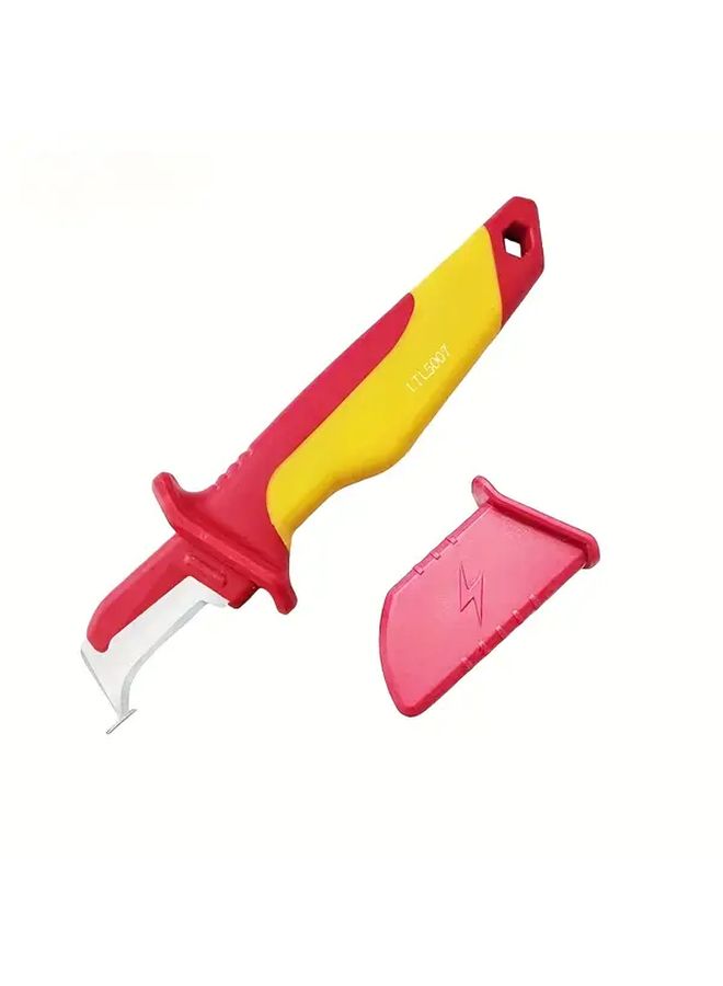 Insulated Electrician Knife Cable Stripping Snips Straight Curved Hook Fixed Blade Wire 1pc - Image 3