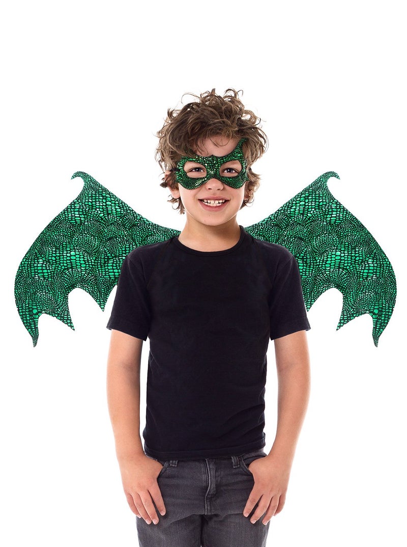 Little Adventures Reversible Dragon Mask and Wing Sets for Boys & Girls (Ages 3-8) (Green) - Image 1