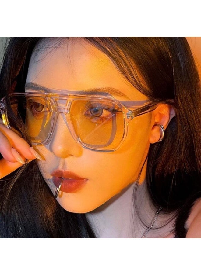نظارات شمسية نسائية بتصميم طيار ريترو بحاجز مزدوج وحماية UV400 - Image 1
