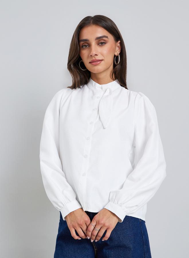 Styli Women White Long Sleeve Buttoned Blouse - Image 3