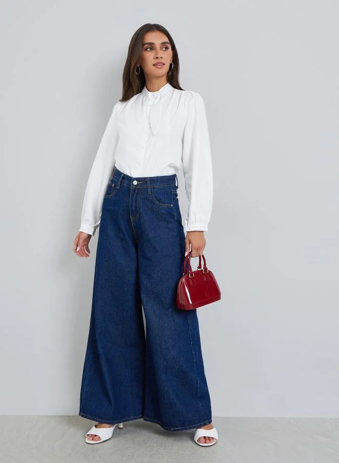 ستايلي بلوزة بأكمام طويلة وأزرار