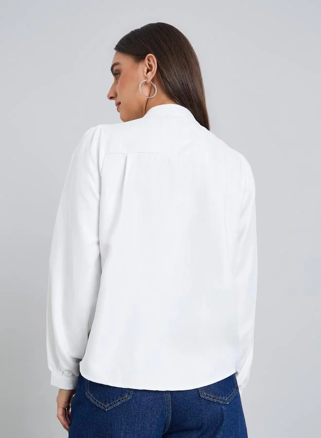 Styli Women White Long Sleeve Buttoned Blouse