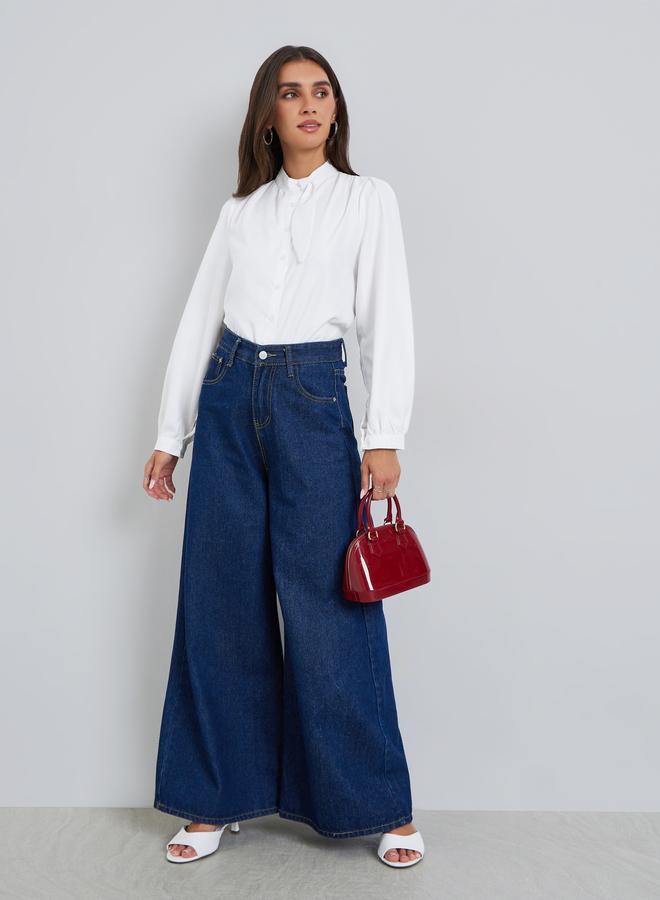 Styli Women White Long Sleeve Buttoned Blouse - Image 2