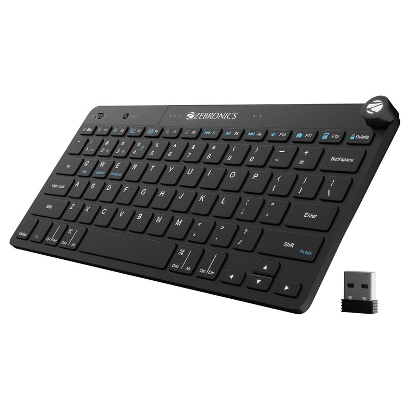 ZEBRONICS لوحة مفاتيح KEYPAD X1 اللاسلكية بلوتوث، مفاتيح مقص، 2.4GHz وبلوتوث مزدوج (ماك | أندرويد | ويندوز)، زر التحكم في الصوت/الوسائط، مفاتيح وسائط متعددة مدمجة - Image 1
