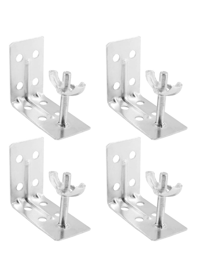 4 Pcs Corner Braces, Silver L Brackets for Mounting Shade, Wall Mount Angle Connector Brackets for Wood Bamboo Shelf, Wardrobes, Cabinets with Screws  - Image 2