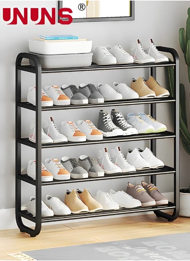 UNUNS - 5 Tiers Metal Shoe Rack,Adjustable Shoe Shelf Storage Organizer,Stackable Shoe Storage,For Entryway,Hallway,Living Room,Closet,Black - Image 1