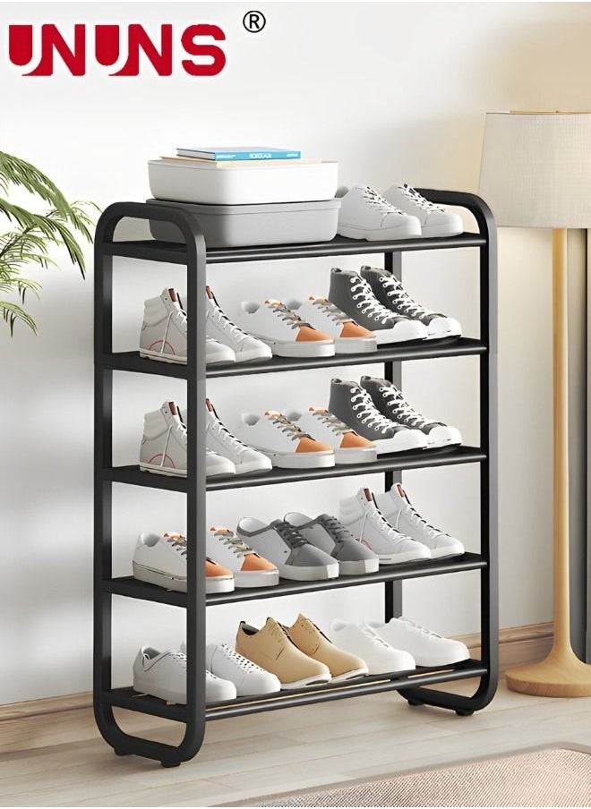 UNUNS - 5 Tiers Metal Shoe Rack,Adjustable Shoe Shelf Storage Organizer,Stackable Shoe Storage,For Entryway,Hallway,Living Room,Closet,Black - Image 1