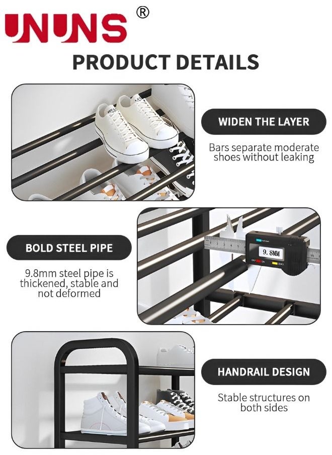 UNUNS - 5 Tiers Metal Shoe Rack,Adjustable Shoe Shelf Storage Organizer,Stackable Shoe Storage,For Entryway,Hallway,Living Room,Closet,Black - Image 1