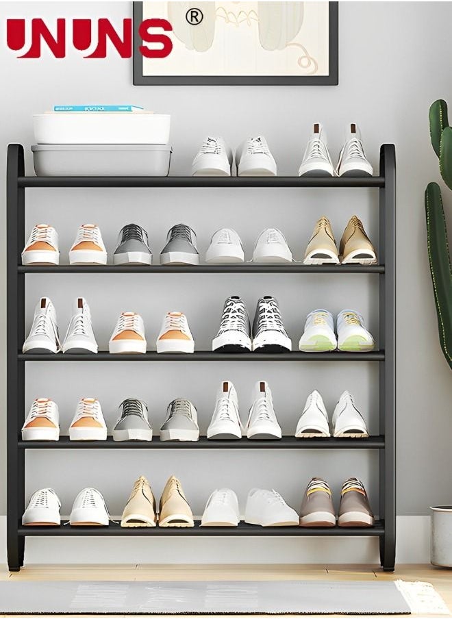 UNUNS - 5 Tiers Metal Shoe Rack,Adjustable Shoe Shelf Storage Organizer,Stackable Shoe Storage,For Entryway,Hallway,Living Room,Closet,Black - Image 1