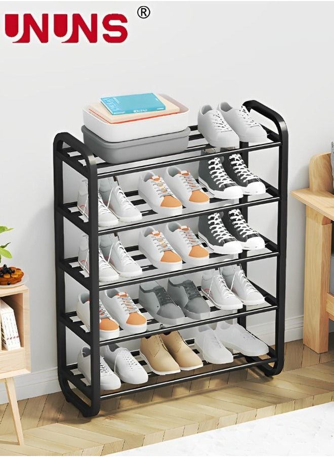 UNUNS - 5 Tiers Metal Shoe Rack,Adjustable Shoe Shelf Storage Organizer,Stackable Shoe Storage,For Entryway,Hallway,Living Room,Closet,Black - Image 1