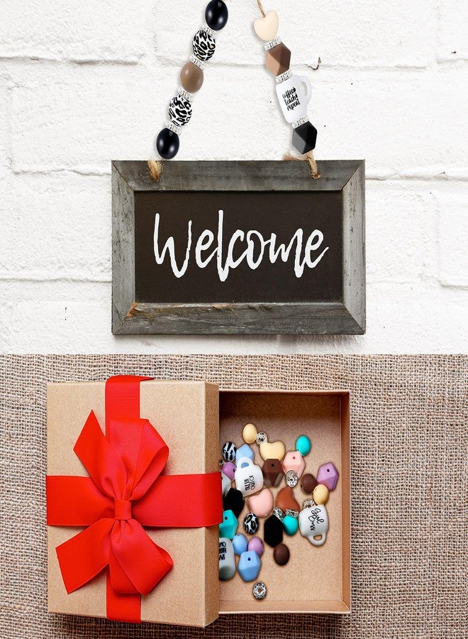 Hotop 100 Pcs Silicone Beads and Spacer Beads Set 60 Pcs Leopard Cow Print Polygonal Silicone Focal Beads Coffee Cup Mom Beads 40 Pcs Spacers for Jewelry Making DIY Necklace Bracelet Pens Craft - Image 5