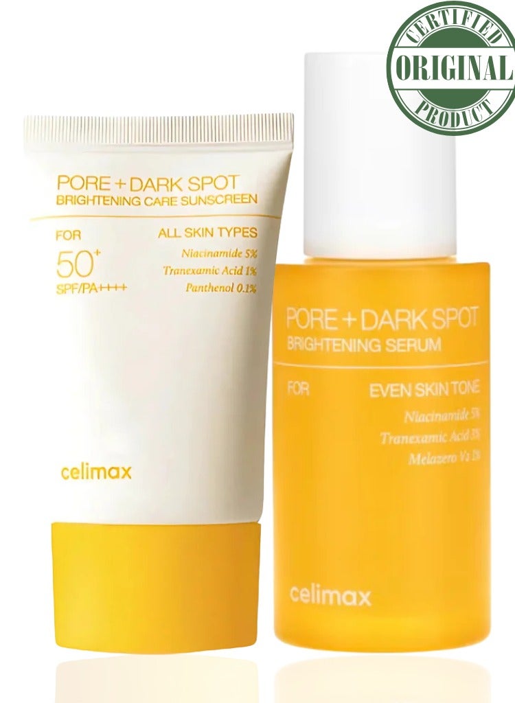 celimax Pores & Dark Spots Treatment – celimax Pore + Dark Spot Brightening Serum & Brightening Care Sunscreen SPF50+ | Daily Routine for Clearer, Even-Toned Skin - Image 1