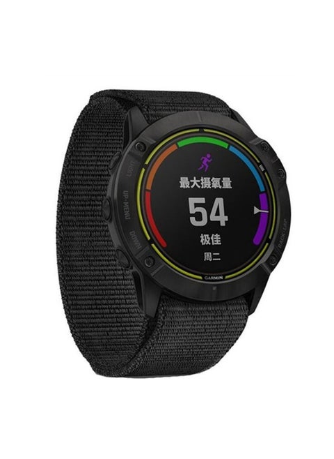 Replacement Strap For Garmin Fenix 6X 26mm Knitted Nylon Loop Watch Band Black