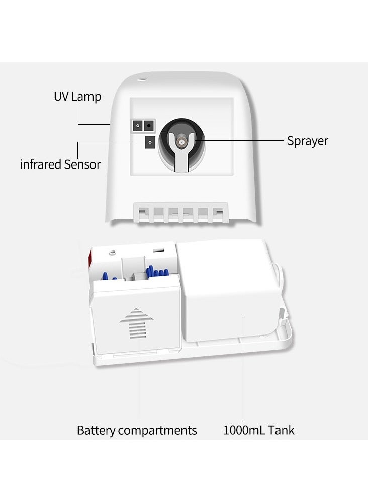 جهاز تعقيم أوتوماتيكي بسعة 1000 مل – بخاخ كحول يعمل بالاستشعار، بدون تلامس، يُثبت على الحائط – نوع التنقيط السائل - Image 3