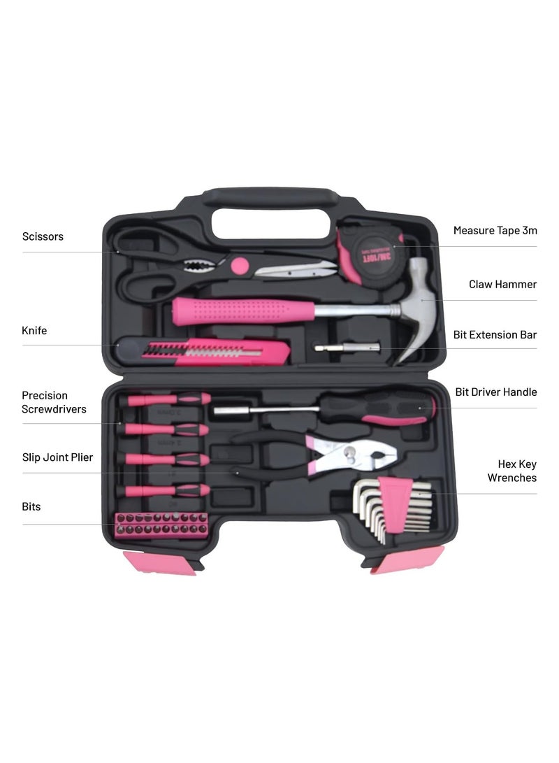 عام طقم أدوات منزلية مكون من 39 قطعة، مجموعة أساسية للإصلاح المنزلي مع صندوق أدوات بلاستيكي للطلاب الجامعيين، للاستخدام المنزلي وأكثر! - Image 3