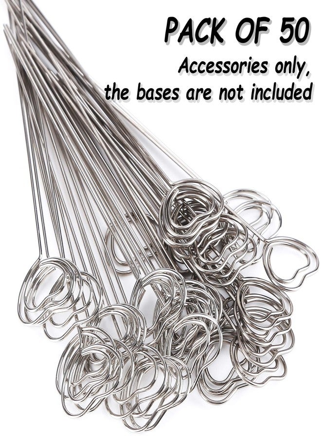 H&W 50pcs 4.7''L Heart Ring Loop Round Shape DIY Craft Wire Clip Table Card Holders Note Photo Picture Memo Holder Metal Clamp for Party Birthday Office DIY Cake Topper(WE5-D5) - Image 4
