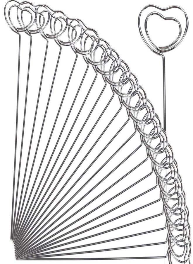 H&W 50pcs 4.7''L Heart Ring Loop Round Shape DIY Craft Wire Clip Table Card Holders Note Photo Picture Memo Holder Metal Clamp for Party Birthday Office DIY Cake Topper(WE5-D5) - Image 1