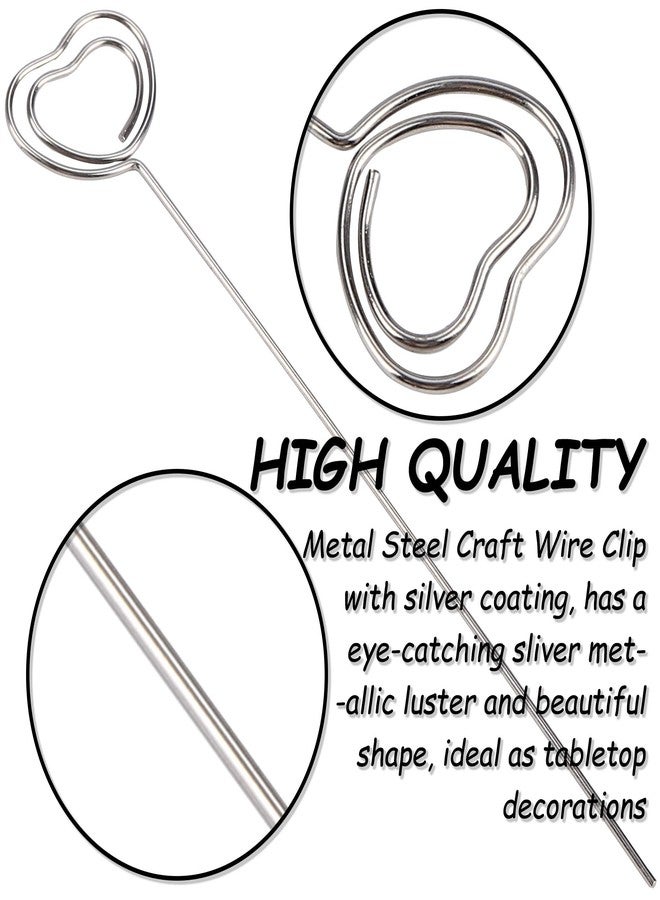 H&W 50pcs 4.7''L Heart Ring Loop Round Shape DIY Craft Wire Clip Table Card Holders Note Photo Picture Memo Holder Metal Clamp for Party Birthday Office DIY Cake Topper(WE5-D5) - Image 3
