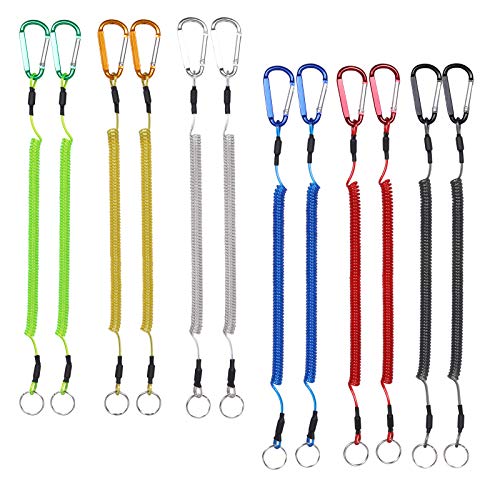 BB Hapeayou Fishing Lanyard (12pcs) Heavy Duty Retractable Coiled Tether with Carabiner for Pliers, Boating, Tools (Multicolor) - Image 1