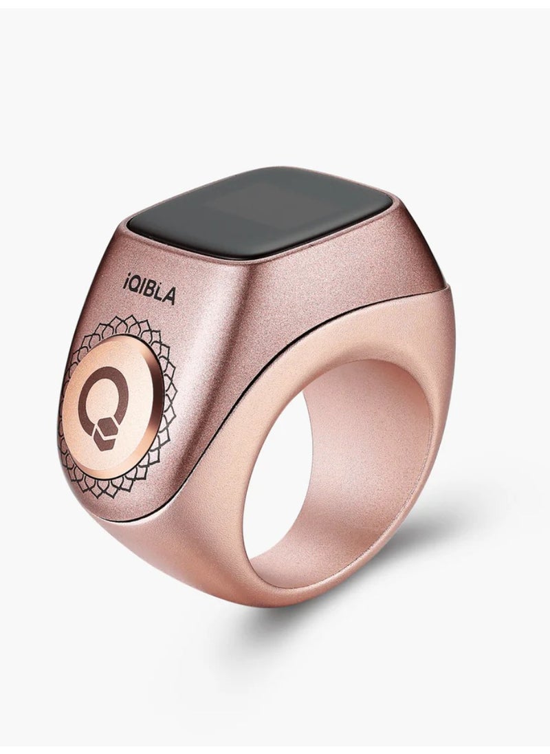 iQIBLA Smart Tasbih Zikr Ring Wide Display Powerful Battery Backup OLED Display F04 Flex Pro Smart Ring App Operated Tasbih Counter IP67 Waterproof Smart Zikr Ring Compatible Three Sizes (18mm/ 20mm/22mm) Aluminium Alloy iQibla Zikr Ring Rose Gold  - Image 2