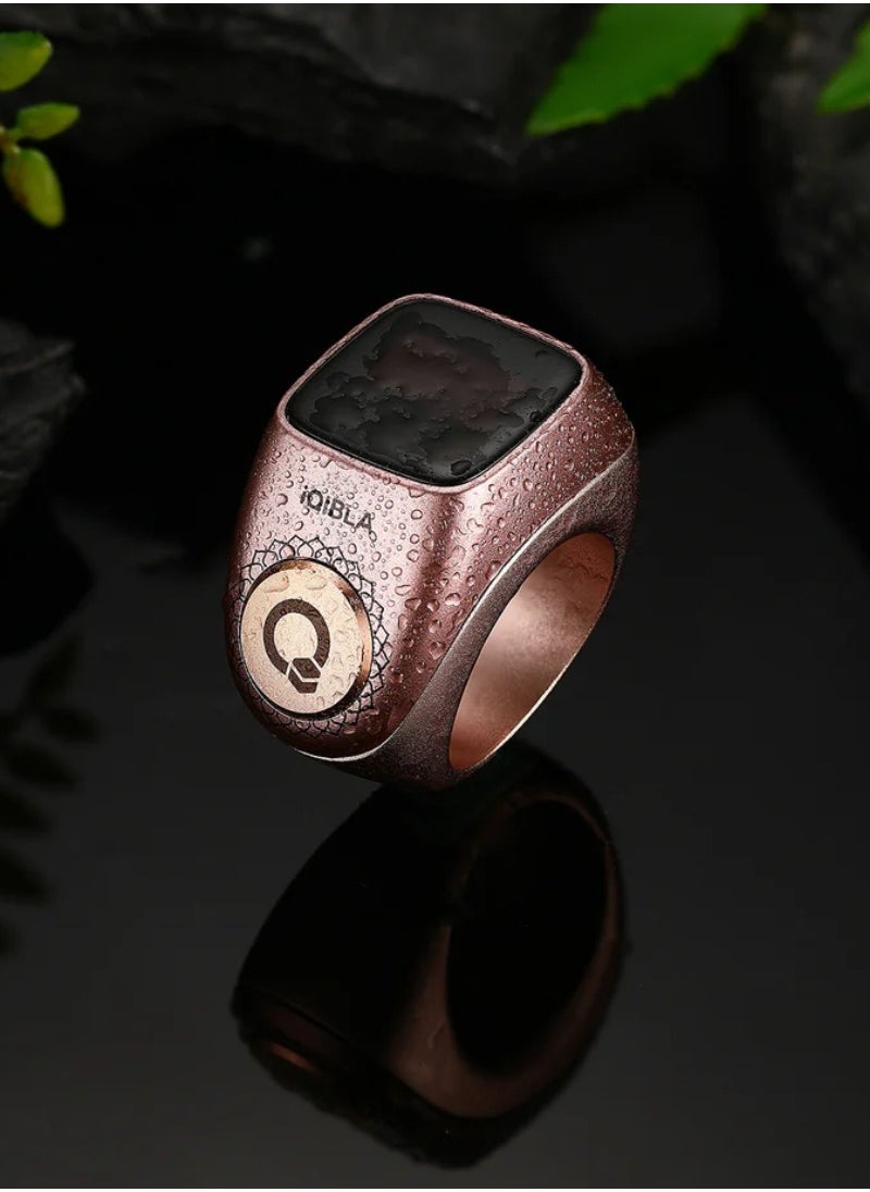 iQIBLA Smart Tasbih Zikr Ring Wide Display Powerful Battery Backup OLED Display F04 Flex Pro Smart Ring App Operated Tasbih Counter IP67 Waterproof Smart Zikr Ring Compatible Three Sizes (18mm/ 20mm/22mm) Aluminium Alloy iQibla Zikr Ring Rose Gold  - Image 4