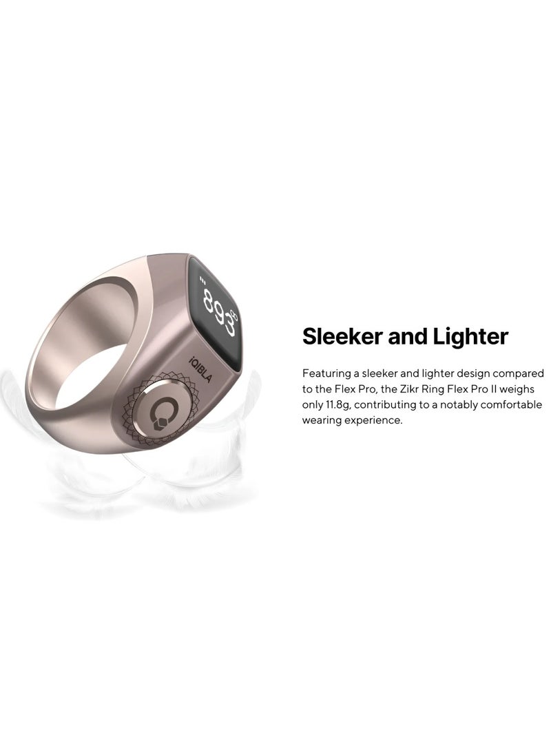 iQIBLA Smart Tasbih Zikr Ring Wide Display Powerful Battery Backup OLED Display F04 Flex Pro Smart Ring App Operated Tasbih Counter IP67 Waterproof Smart Zikr Ring Compatible Three Sizes (18mm/ 20mm/22mm) Aluminium Alloy iQibla Zikr Ring Rose Gold  - Image 5