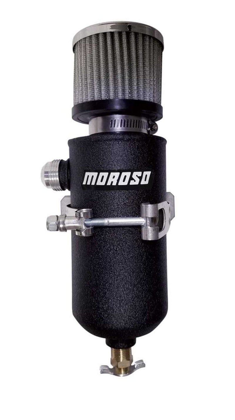 Moroso 85751 Breather Tank Catch Can 12 Male Black Powder Coat