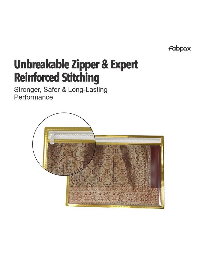 FabPax Saree Cover, Saree Cover for Gifting, Non-woven Single Saree Bags, One Side Transparent Saree Covers With Zip, Saree Covers For Storage, Wardrobe Organiser, Size-36x42 cm (Golden, Set of 50) - Image 4