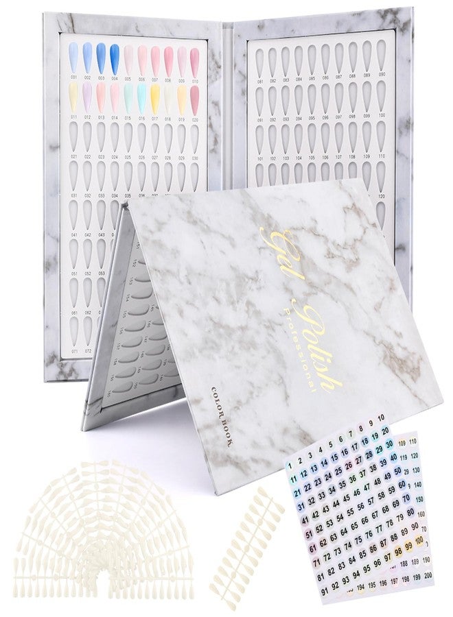 Restynic 160 Color Nail Display Book with 240 Nail Tips and 1-200 Numbered Labels, Easy to Install, Removable Design, Portable Book Style, Space-Saving for Nail Art - Image 1