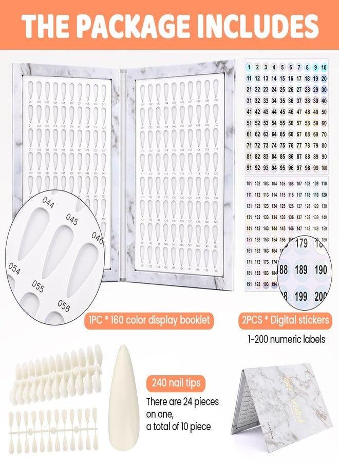 Restynic 160 Color Nail Display Book with 240 Nail Tips and 1-200 Numbered Labels, Easy to Install, Removable Design, Portable Book Style, Space-Saving for Nail Art - Image 5