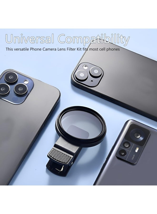 فلتر كاميرا الهاتف مع مشبك، عدسة مستقطبة رفيعة للغاية ومتعددة الطبقات Filtro Polarizador para Celular، لهواتف iPhone والهواتف الذكية Android (52 مم، أسود) - Image 4