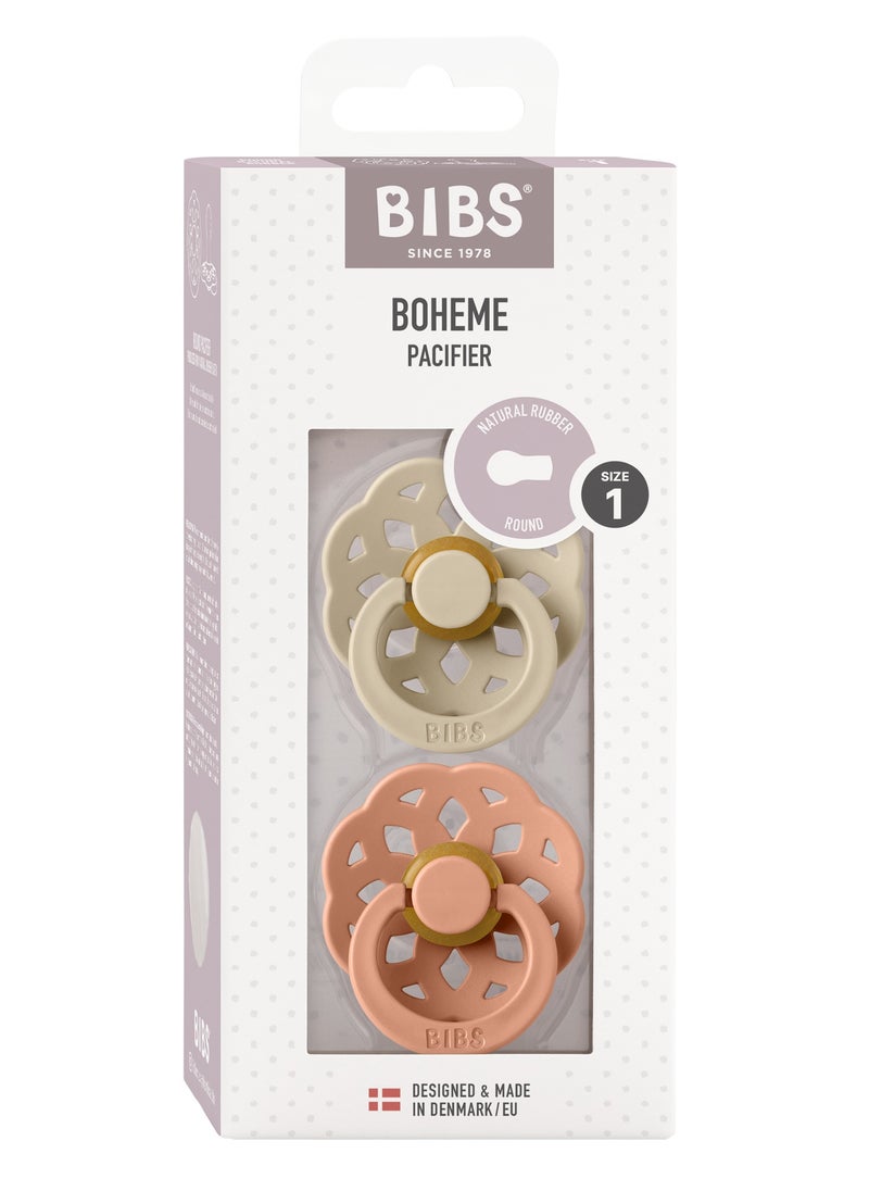 بيبس Pacifier Boheme 2 PACK Latex Size 1 Vanilla/Peach  - Image 1