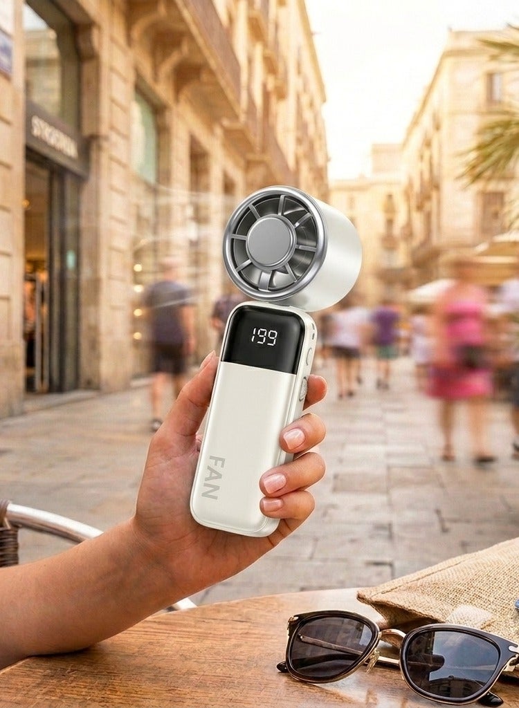 مروحة يدوية صغيرة محمولة | مروحة تبريد قابلة للطي وقابلة لإعادة الشحن عبر منفذ USB مع شاشة عرض رقمية LED، 199 سرعة قابلة للتعديل، مروحة جيب للسفر مع وضع تبريد للاستخدام الخارجي في فصل الصيف - Image 2