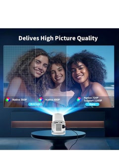 يواوليتي بروجيكتور 4K يدعم إمكانية التدوير 180 درجة، بروجيكتور محمول قابل للدوران WiFi6 BT 5.0 Android 11، بروجيكتور صغير للتصحيح الأفقي التلقائي، بروجيكتور عرض أفلام خارجي متوافق مع الهاتف  - Image 4