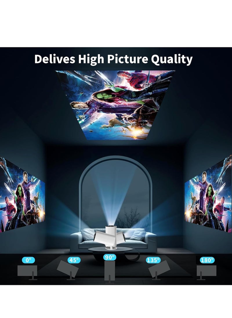 Yoawllty Projector 4K Support 180°Rotatable, Portable Projector WiFi6 BT 5.0 Android 11, Mini Projector Auto Horizontal Correction, Outdoor Movie Projector Compatible with Phone  - Image 5