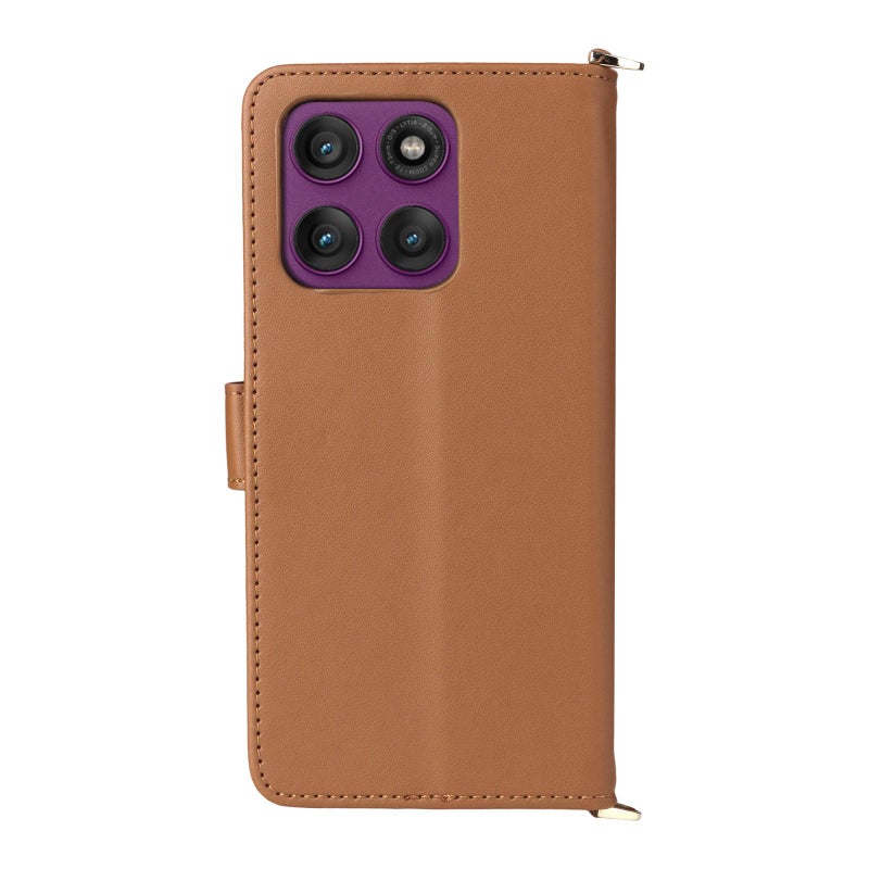 HuHa Case Cover For Motorola Edge 60 Pro / 60s Pro 5G Multifunctional 6-Card Slots Leather Phone Case with Wrist Strap(Brown) - Image 3