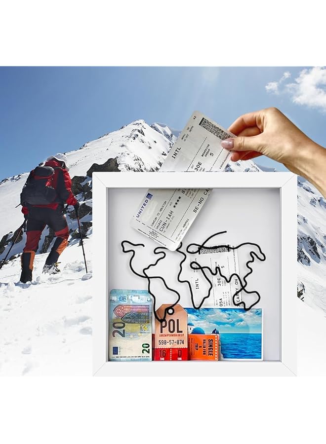erorex Travel Memories Keeper Travel Memory Box Ticket Holder With Map And Plane Design Shadow Box For Keepsakes Theater Gifts 8In  - Image 3