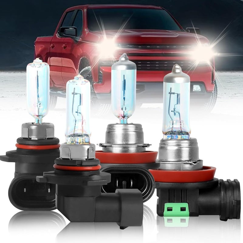 NSDXCT Headlight Bulbs for Chevy Silverado 1500 2500 HD 3500 HD (2007-2021) - 9005 High Beam + H11 Low Beam Combo, 4PCS - Image 1